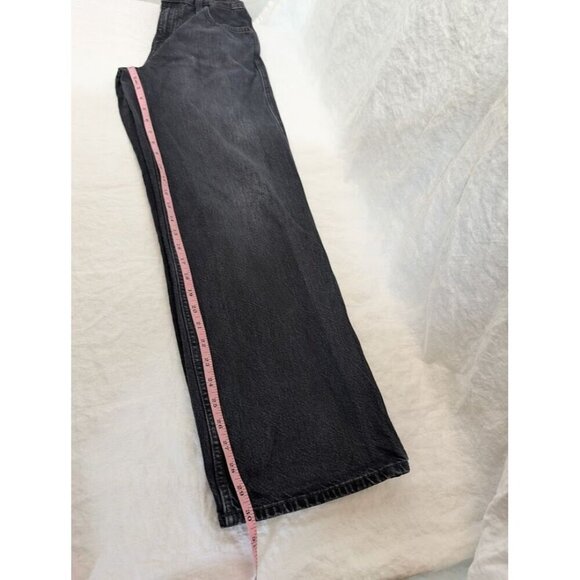 Uniqlo Jeans women size 24" x 31" straight leg baggy black denim 100% cotton B7 - Picture 11 of 11